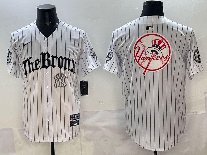 Men 2025 New York Yankees Blank White Stripe Five generations Joint Name Nike MLB Jersey style 025->new york yankees->MLB Jersey